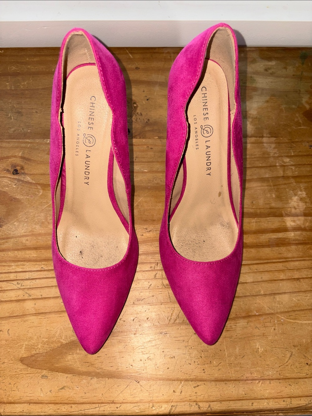 Chinese Laundry Hot Pink Suede Pointed Toe Heels